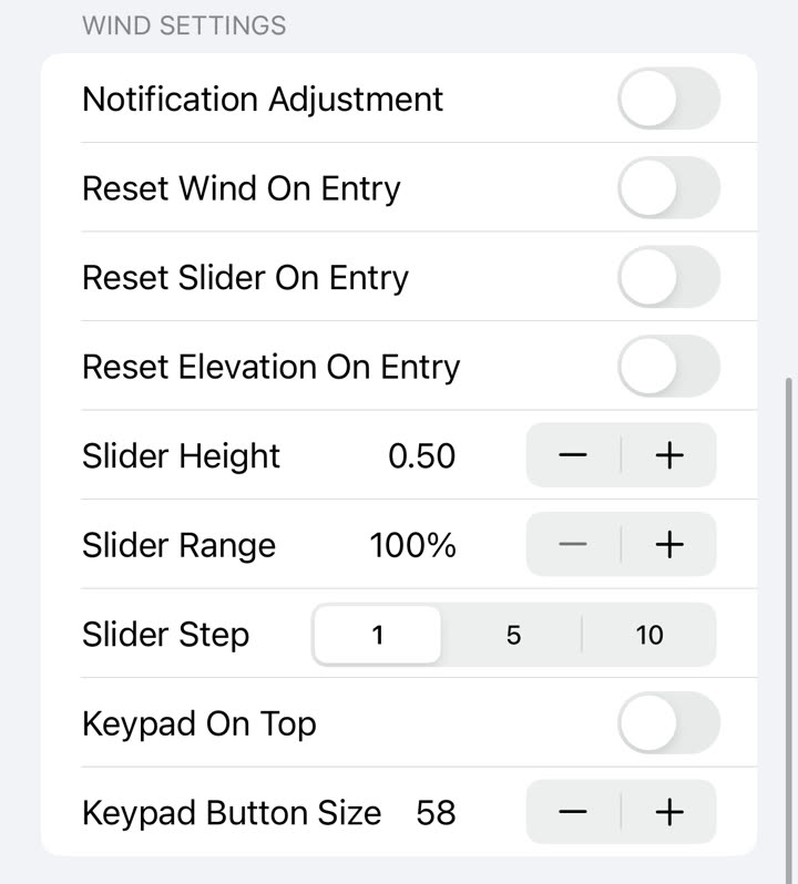 Clash Caddie settings on iOS