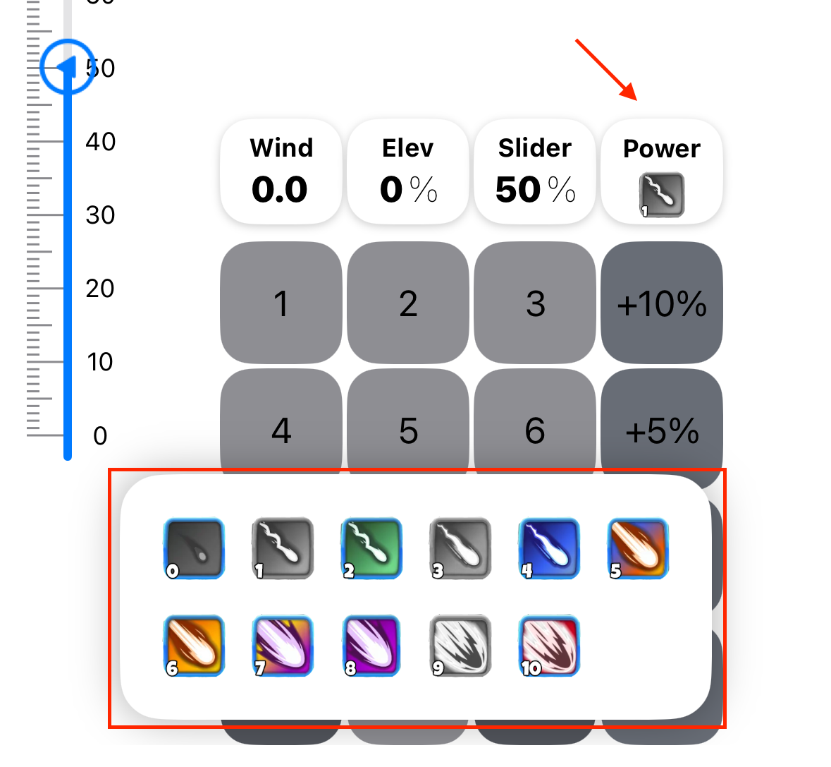 Selecting a powerball on iOS